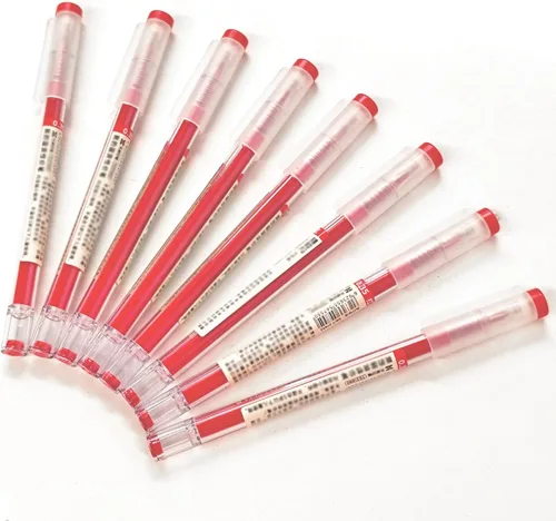 BEMLP Bolígrafo de tinta de gel de punta extra fina, bolígrafo de 0.014 in, tinta líquida roja, bolígrafos de gel de secado rápido para oficina