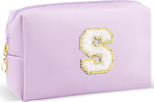Miniatura 81 de URSKYTOUS Regalos para niñas, bolsa de maquillaje con inicial, bolsa de cosméticos personalizada con cremallera, bonita bolsa de aseo de viaje, Azul
