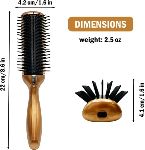 Miniatura 2 de Cepillo secador de pelo antiestático, cepillo alisador de pelo de viaje para mujeres y hombres, cepillo desenredante de secado con cerdas de acero