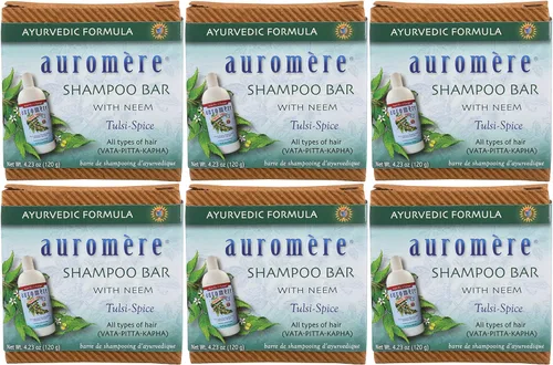 Miniatura 9 de Auromere Barra de champú ayurvédica, ecológica, hecha a mano, vegana, libre de crueldad, natural, sin OMG, todo en una barra para jabón y champú