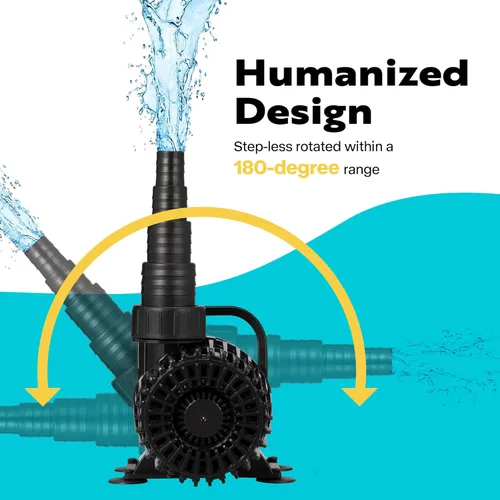 Miniatura 3 de VIVOHOME Bomba de agua sumergible de 120W 2700GPH con boquilla ajustable sin costuras de 180° y bolsa de barrera para estanque de koi, cascada