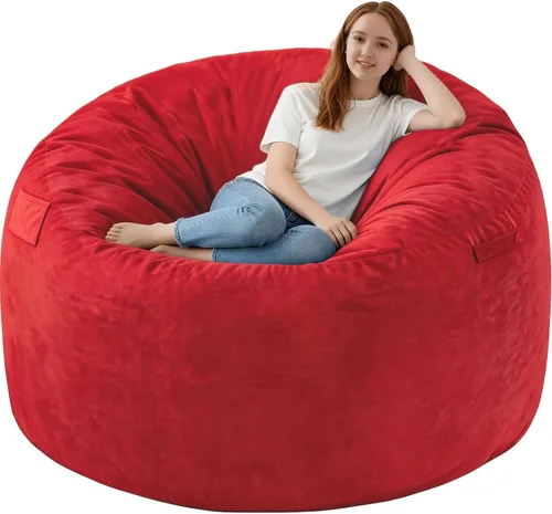 Miniatura 7 de Silla de Puf de 3 Pies, Sillas de Puf Cómodas con Relleno de Espuma Viscoelástica, Sofá de Puf Esponjoso con Funda de Terciopelo Holandés, Sillas