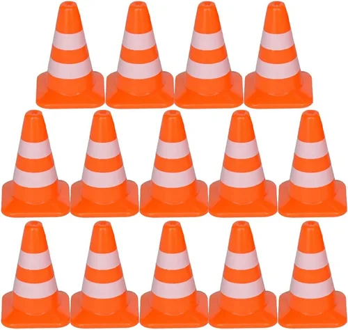 TOYANDONA 14 mini conos de tráfico, 1. Señales de tráfico de juego de 37 pulgadas, conos de seguridad, mini señales de tráfico de juguete para niños