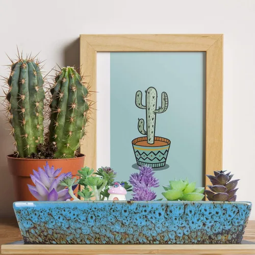 Miniatura 9 de ARTKETTY Macetas para suculentas – Macetas grandes para suculentas con bandeja de drenaje, 1 maceta rectangular + 1 maceta redonda para bonsái