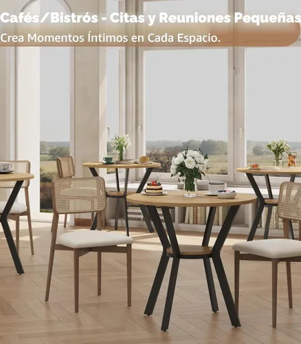 Miniatura 9 de Mesas redondas de cocina para 2-4, mesas de comedor pequeñas de 31.5 pulgadas con almacenamiento, mesa de comedor circular de madera rústica