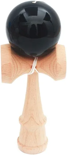 Pelota de juguete para deportes al aire libre de madera para adolescentes, bola de Kendama, pintura de PU de 7.3 in, cuerdas profesionales para Negro