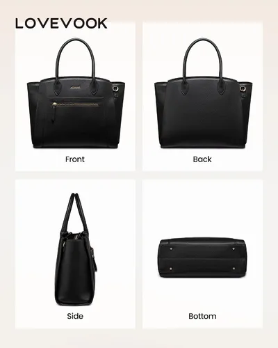 Miniatura 4 de LOVEVOOK Bolsa de mano para laptop para mujer, bolsa de trabajo de gran capacidad de 15.6 pulgadas, con múltiples bolsillos y soporte grande