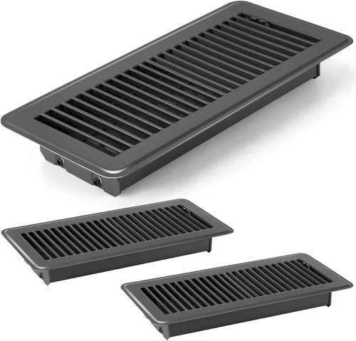 Miniatura 15 de Retisee 4 cubiertas de ventilación de registro de piso de 4 x 12 pulgadas, rejillas de ventilación de piso de acero resistente con flujo de aire