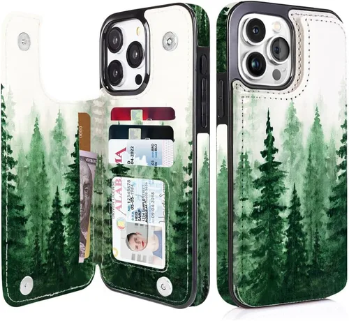Miniatura 56 de uCOLOR Funda compatible con iPhone 15 de 6.1 pulgadas con ranura para tarjetero, función atril, doble cierre magnético y bloqueo RFID, funda de 6.1
