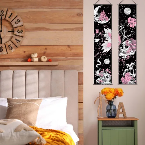 Miniatura 5 de Tiamon 2 pancartas de tapiz hippie para decoración de pared, ojos para colgar en la pared, pavo real, bohemio, colorido, abstracto, telón de fondo