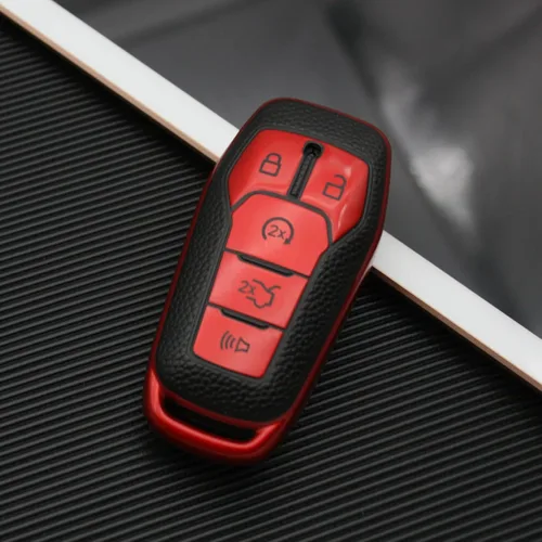 Miniatura 6 de Funda para llavero para Ford F150 Explorer Fusion Mustang Edge Lincoln MKZ MKC MKX TPU suave accesorios para automóvil inteligente (rojo)