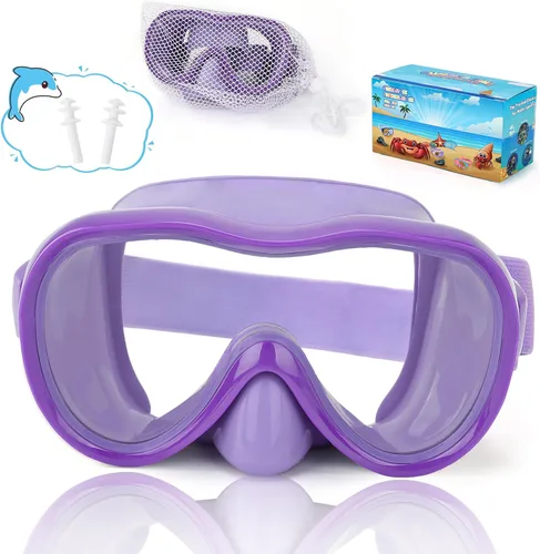 Miniatura 18 de iGym Gafas de natación para niños, máscara de buceo, máscara de buceo, gafas de natación con cubierta de nariz y correas elásticas cubierta y bolsa
