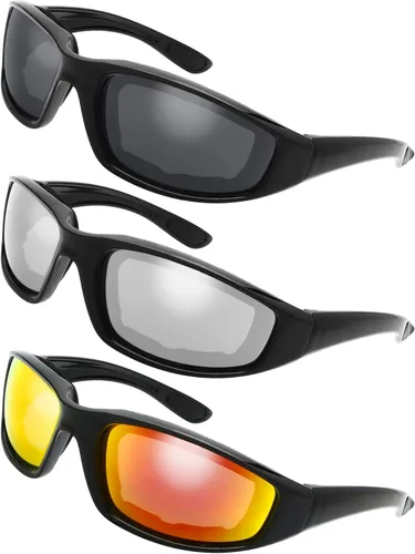Miniatura 19 de Gafas de Motocicleta con Marco Acolchado y Lentes que Bloquean 100% UVB/UVB para Actividades al Aire Libre y Deportes 5-negro mate