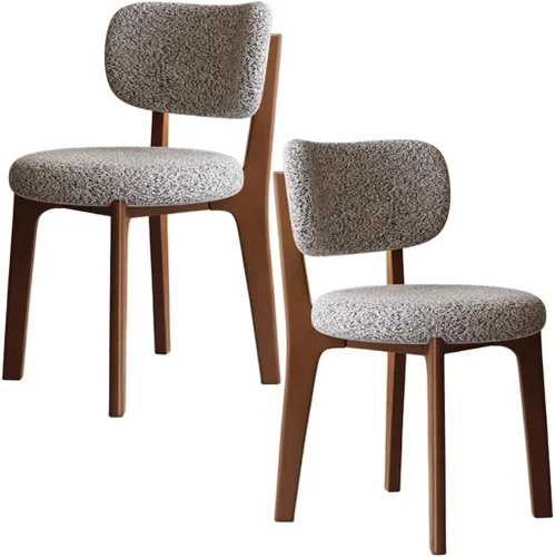 Miniatura 67 de YVYKFZD Solid Wood Dining Chairs, Fabric Dining Room Chair Set of 2/4/6, Upholstered Kitchen Chairs with Curved Backrest, Armless Living Room Chair