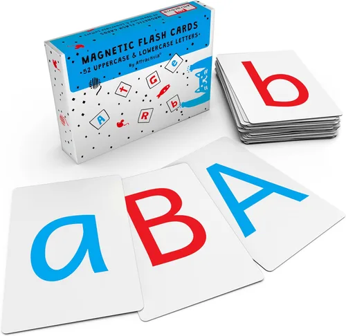 Miniatura 9 de Attractivia Tarjetas Magnéticas de Letras Grandes del Alfabeto ABC - 52 Letras Resistentes Grandes en Mayúscula y Minúscula, Negro - para Maestros