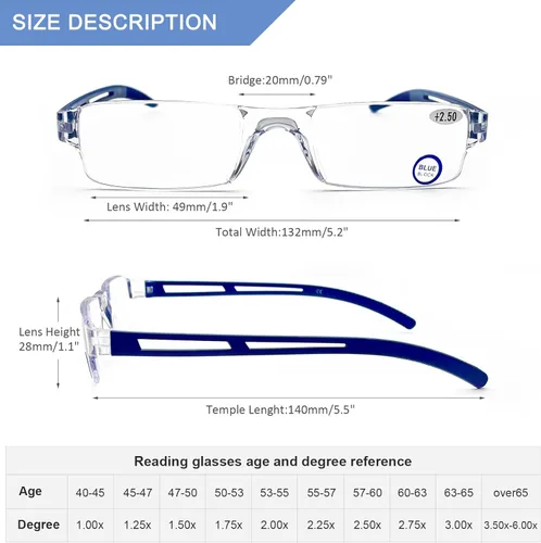 Miniatura 2 de AQWANO 5 Pack Rimless Reading Glasses Women Men Blue Light Block, Lightweight Clear Frames Computer Readers Anti Glare