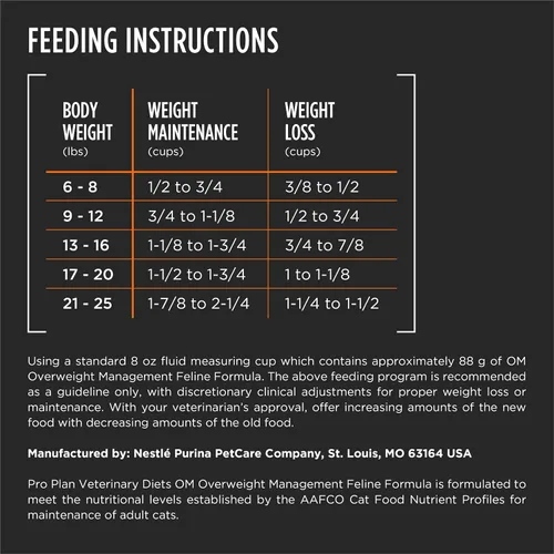 Miniatura 6 de Pro Plan Veterinary Diets Purina OM - Alimento seco para gatos con fórmula felina para el manejo del sobrepeso, bolsa de 6 libras