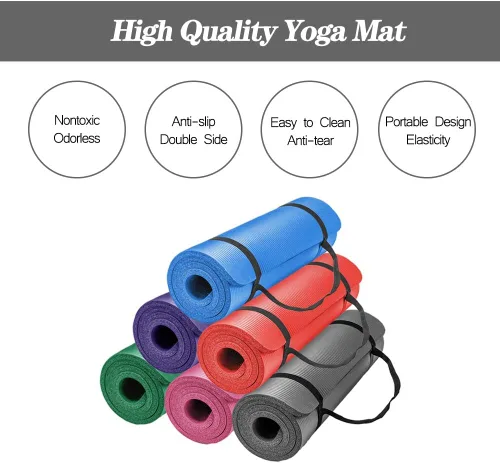 Miniatura 2 de LOKATSE Home - Tapete de yoga grueso multiusos con correa de transporte de alta densidad Gris