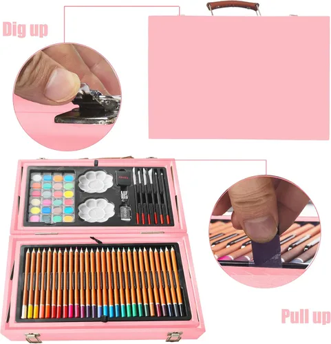 Miniatura 3 de KINSPORY - Juego de utensilios de arte, 139 piezas de pintura y dibujo, kit de suministros de arte con 2 blocs de bocetos, juego de arte de lujo