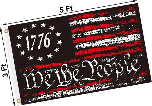 Miniatura 6 de Bandera de We The People de 3 x 5 pies para exteriores, bandera 1776 de doble cara, 3 capas de 13 estrellas con ojales de latón, bandera