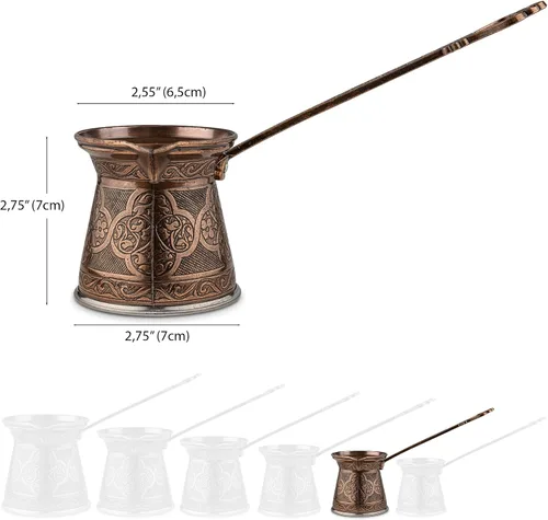 Miniatura 2 de Alisveristime Auténtica cafetera turca, hecha a mano Cezve/Ibrik, 2.75 pulgadas de ancho, 2.75 pulgadas de alto, 6.76 onzas ¡Mejora tu experiencia