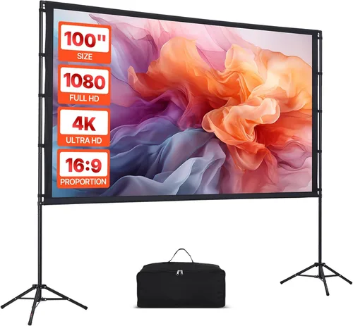 Miniatura 10 de VEVOR Pantalla de Proyector con Soporte, Pantalla de Película al Aire Libre de 100 Pulgadas 16:9 4K 1080 HD con Soporte, Pantalla de Proyección Sin