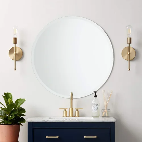 Miniatura 2 de Better Bevel - Espejo redondo sin marco, espejo de pared de baño circular de 30 pulgadas de diámetro con borde biselado Redondo - Borde biselado