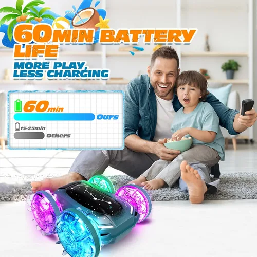 Miniatura 5 de Tecnock Coche Anfibio de Control Remoto, Coche RC de 4WD con Gestos y Carga Magnética, 60 Minutos de Tiempo de Juego, Luces LED, Juguetes de Piscina