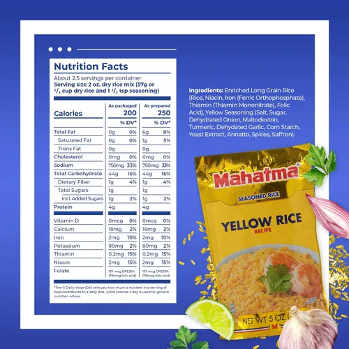 Miniatura 2 de Mahatma - Mezcla de arroz amarillo, arroz de grano largo, arroz para estufa o microondas, sin gluten y kosher en 20 minutos, 5 onzas, paquete de 12