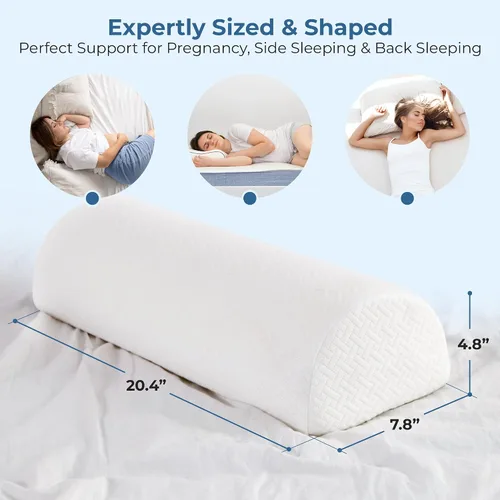 Miniatura 9 de 5 STARS UNITED Half Moon Bolster - Almohada semirenrollable y almohada de rodilla para personas que duermen de lado, 100% espuma viscoelástica