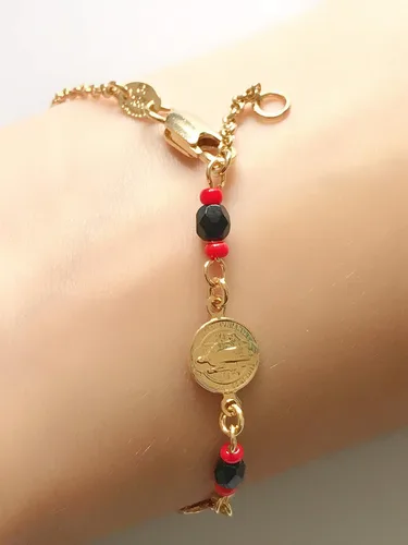 Miniatura 3 de Art Designs by AA Pulsera de cuentas de cristal de San Benito para mujer joyería de protección Metal