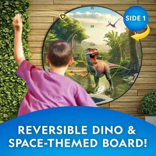 Miniatura 2 de Tablero de dardos para niños National Geographic Kids con brillo en la oscuridad - Juego de dardos con pelotas brillantes, tablero de dardos