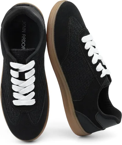Miniatura 8 de JENN ARDOR Tenis de moda para mujer: tenis de goma antideslizante para caminar, parte superior de piel sintética transpirable y gamuza, plantilla