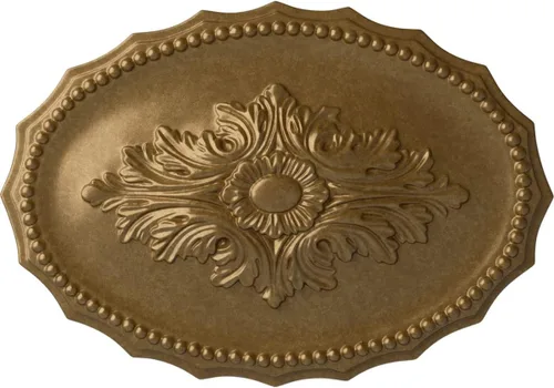 Miniatura 56 de Ekena Millwork CM16OX Medallón de techo Oxford, 16 7/8" W x 11 3/4" H x 1 1/2" P, imprimado en fábrica Imprimación de fábrica.