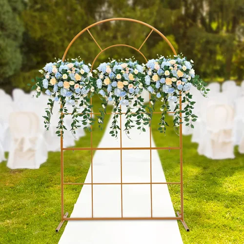 Miniatura 5 de Soporte de telón de fondo de arco de boda de 3.9 x 6.6 pies, soporte de arco de globos de metal, arco de boda dorado, marco de arco de globos