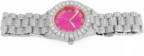 Miniatura 9 de Reloj de mujer con bisel grande de rocas, esfera de color con números romanos, totalmente cubierto en cristales - ST10327LA