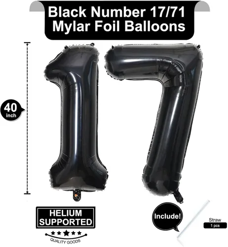 Miniatura 2 de Globos de 40 pulgadas negros con número 0 de helio, globos negros gigantes con número 0 para decoraciones de fiesta de cumpleaños, aniversario, baby