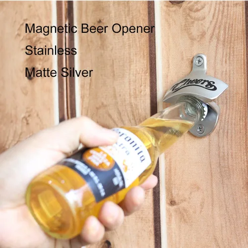 Miniatura 3 de Abrebotellas magnético Cheers de cerveza, para montar en la pared, con imán incrustado, para barman, cocina, fiesta, regalos (paquete de 2)