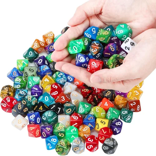 Miniatura 6 de Skylety Juego de 50 dados poliédricos de 10 caras para el aula con bolsa negra, juego de dados poliédricos, compatible con RPG MTG, juegos de mesa