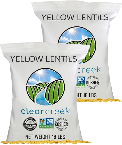 CLEAR CREEK Lentejas amarillas certificadas sin residuos de glifosato | Bolsa de 36 libras | Proyecto verificado sin OMG | Kosher | Vegano