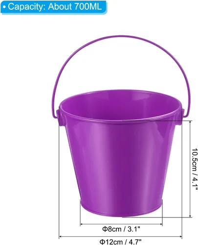 Miniatura 2 de PATIKIL Cubos de metal de colores de 4.7 pulgadas, paquete de 4 cubos para lápices, contenedores redondos de metal con asas para manualidades