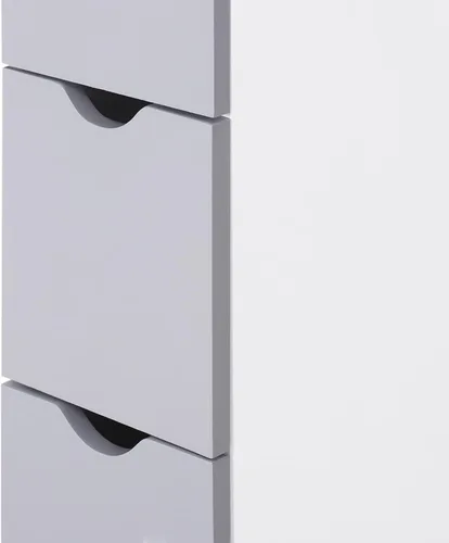 Miniatura 8 de HOMCOM Armario de almacenamiento de baño de 54 pulgadas de alto, torre de lino independiente con estante de 2 niveles y cajones, organizador de piso