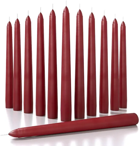 Miniatura 61 de CANDWAX Paquete de 12 velas cónicas rojas – Velas rectas sin goteo de combustión lenta sin perfume de 12 pulgadas – Ideal para mesa de comedor – Rojo