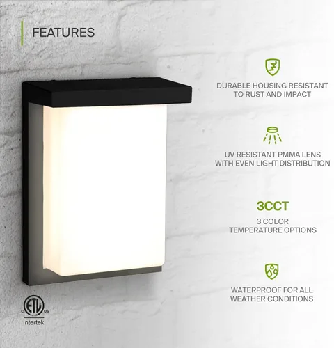 Miniatura 3 de ASD Lámpara LED de pared para exteriores de 8", aplique de casa para puerta delantera 3CCT, regulable, impermeable, certificada por ETL 12W