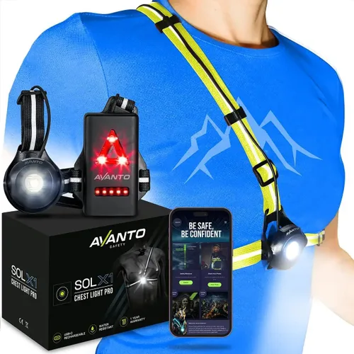 Luz de pecho Avanto PRO, Original, Recargable por USB-C, Luces de correr para corredores, 500lm de haz ajustable, 3-5h de tiempo de uso, Linternas