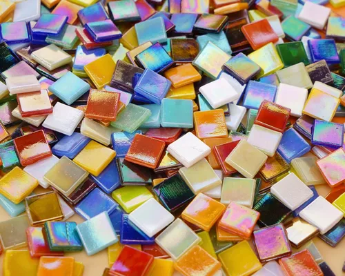 Miniatura 15 de Lanyani Azulejos de mosaico de vidrio vibrante de 2 libras para artes y manualidades, piezas de vidrio sueltas a granel coloridas baldosas cuadradas