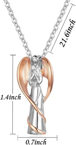Miniatura 2 de Gisunye Collar de urna de cremación para cenizas medallón de recuerdo de ala de ángel acero inoxidable joyería de cremación cruzada colgante
