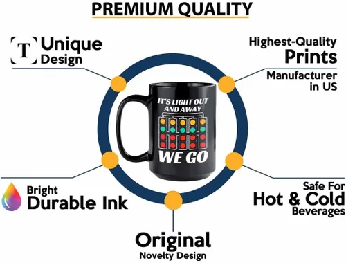 Miniatura 2 de Taza de café Racer de 15 onzas, color negro, con texto en inglés «It's Light Out», «Fuel Speed Racer» Car Guys Circuit Automotriz Racing Boy Regalos