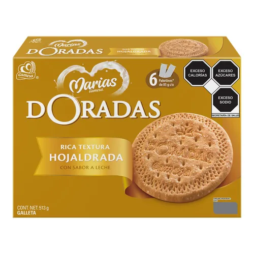 Miniatura 3 de Gamesa Marías Doradas. Deliciosas galletas tradicionales mexicanas. Una caja con 6 paquetes. 18.10 oz. Ideal para almuerzo, merienda o campamento.