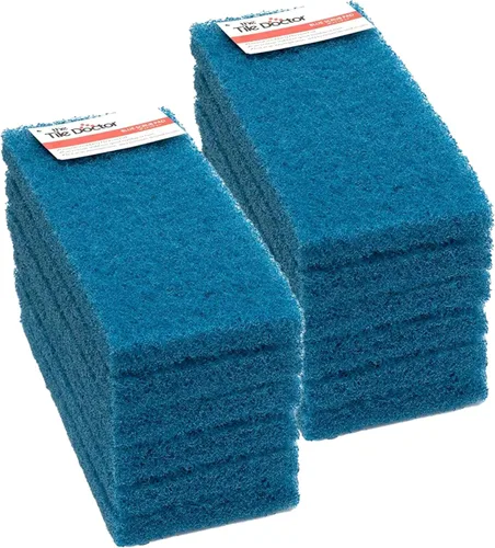 Scrub Doctor - Esponja de grado comercial, suministros de limpieza ecológicos reutilizables (azul, servicio mediano, paquete de 12)